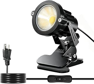 LED Clip on Lights,3000K Warm White Plant Spotlight Indoor,Clamp Spot Lights with 10FT Long Cord and Switch for Trade Show,Workshop,Billboard,Desk Lighting 1 Pack