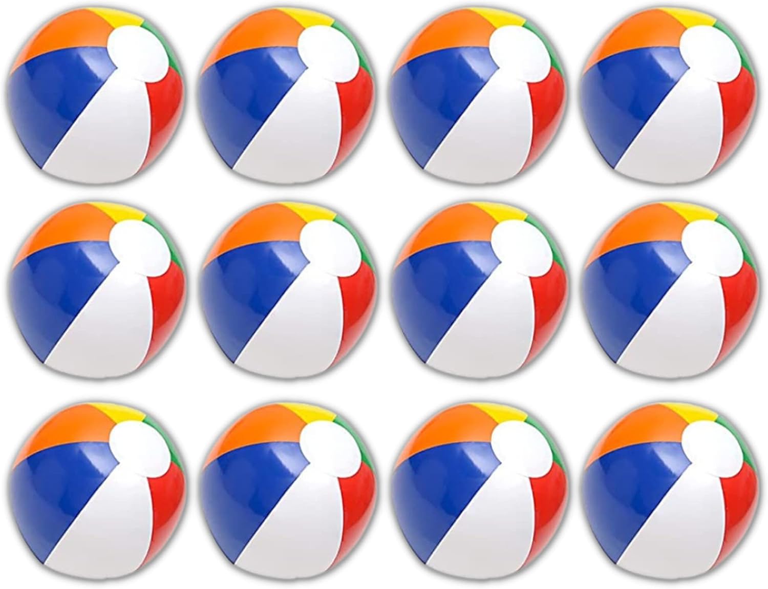 Neliblu 12" Bulk Pack of 12 Classic Inflatable Ball - Pool Toys Party Favors Rainbow Beach Balls - Beach Toys - Party Pack - Bulk Beach Balls (1 Dozen) : Toys & Games