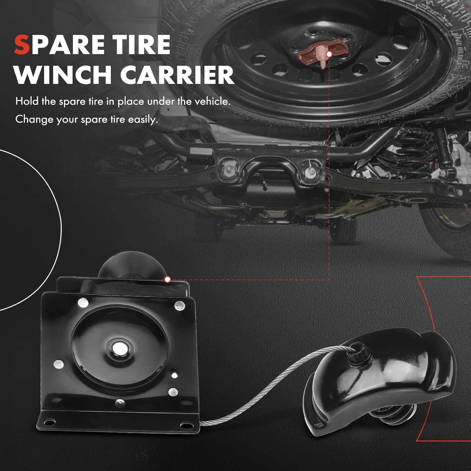 A-Premium Spare Tire Hoist Assembly Tire Winch Carrier Holder Compatible with Toyota Tundra 2000 2001 2002 2003 2004 2005 2006 Replaces# 519000C010, 519000C060