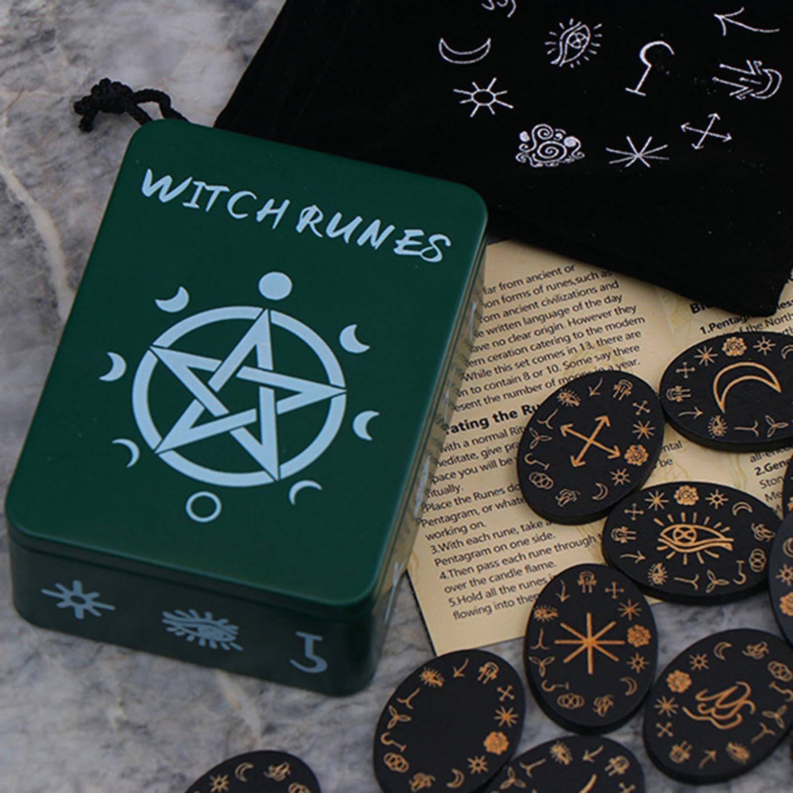 Amazon.co.jp: Witch Rune Set, Rune Stone Set - 14 Wooden Runes