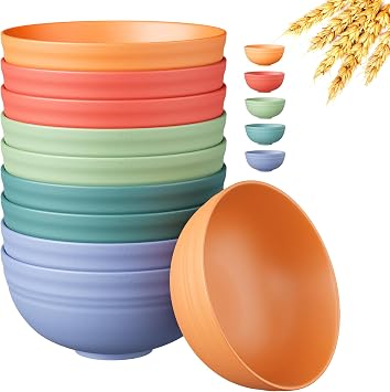 Quatish 10 PCS Unbreakable Cereal Bowls & Plastic Dinner Plates