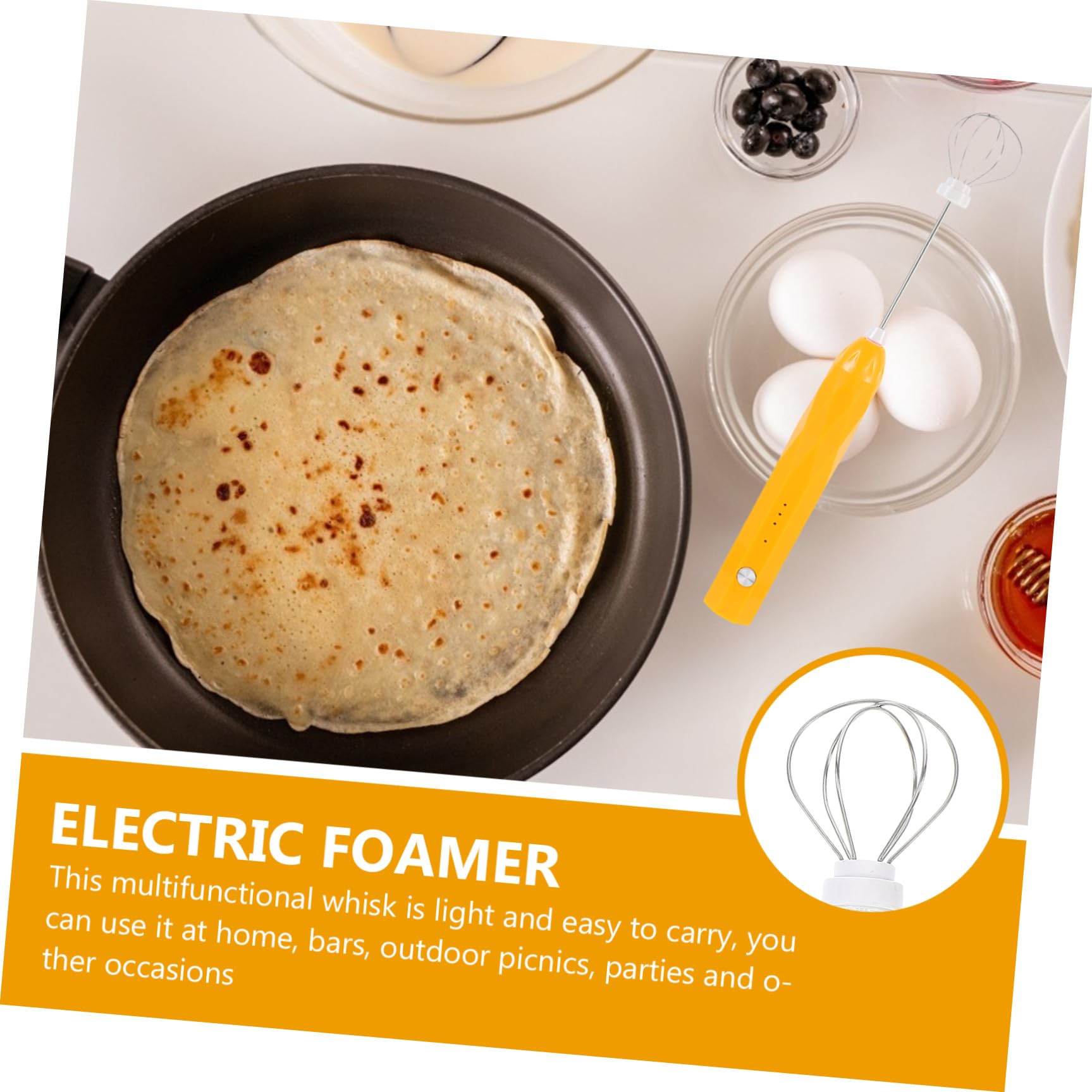 Espumador de Leche Eléctrico Portátil de Mano Batidor de Huevos y Mezclador de Café, Material Abs y Acero Inoxidable, Adecuado para Fiestas y Bares