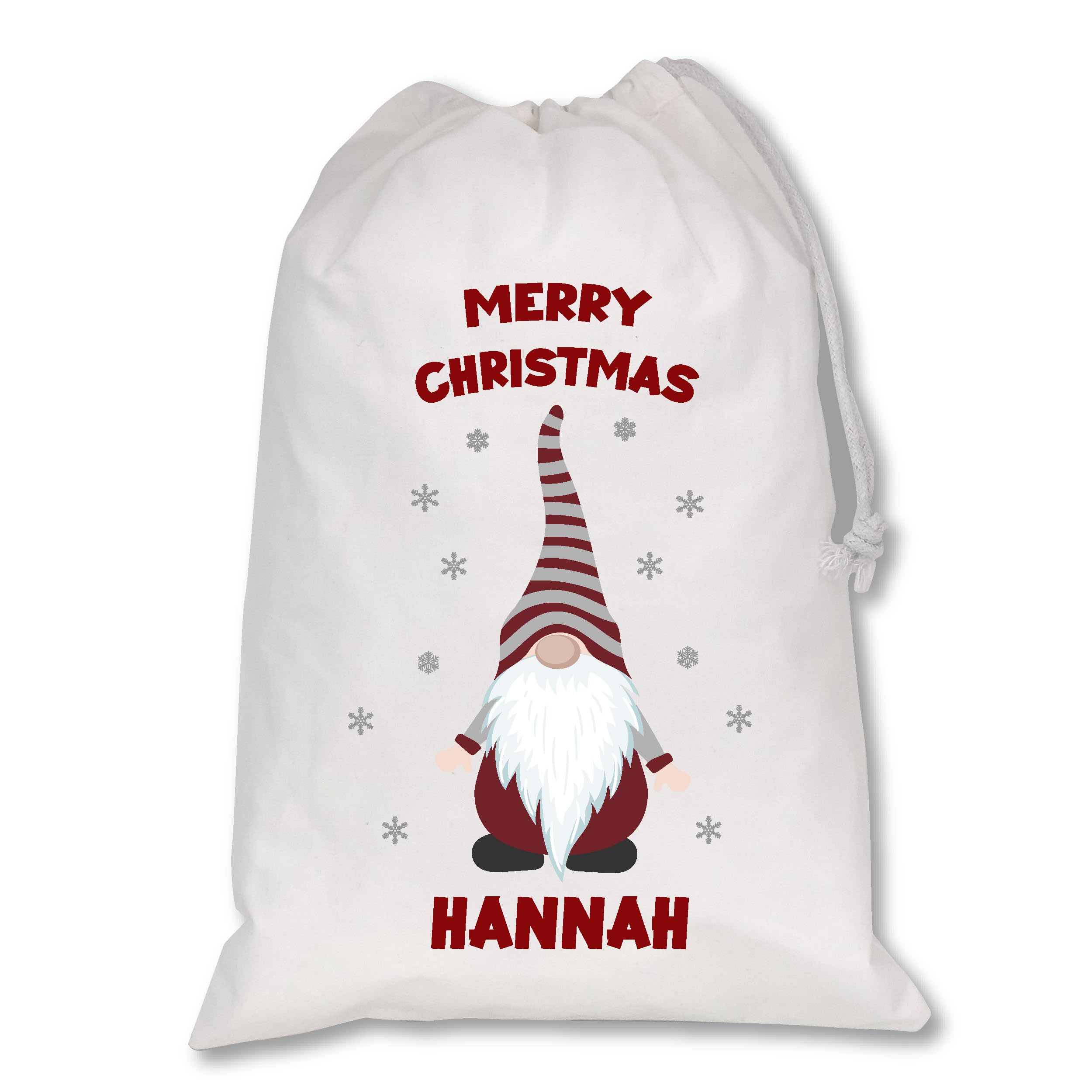 Personalised Christmas Reindeer Santa Gift Bag for Kids & Adults - Festive Large Reusable Sack - Holiday Present Bag (White - Gonk 2) โ image 1