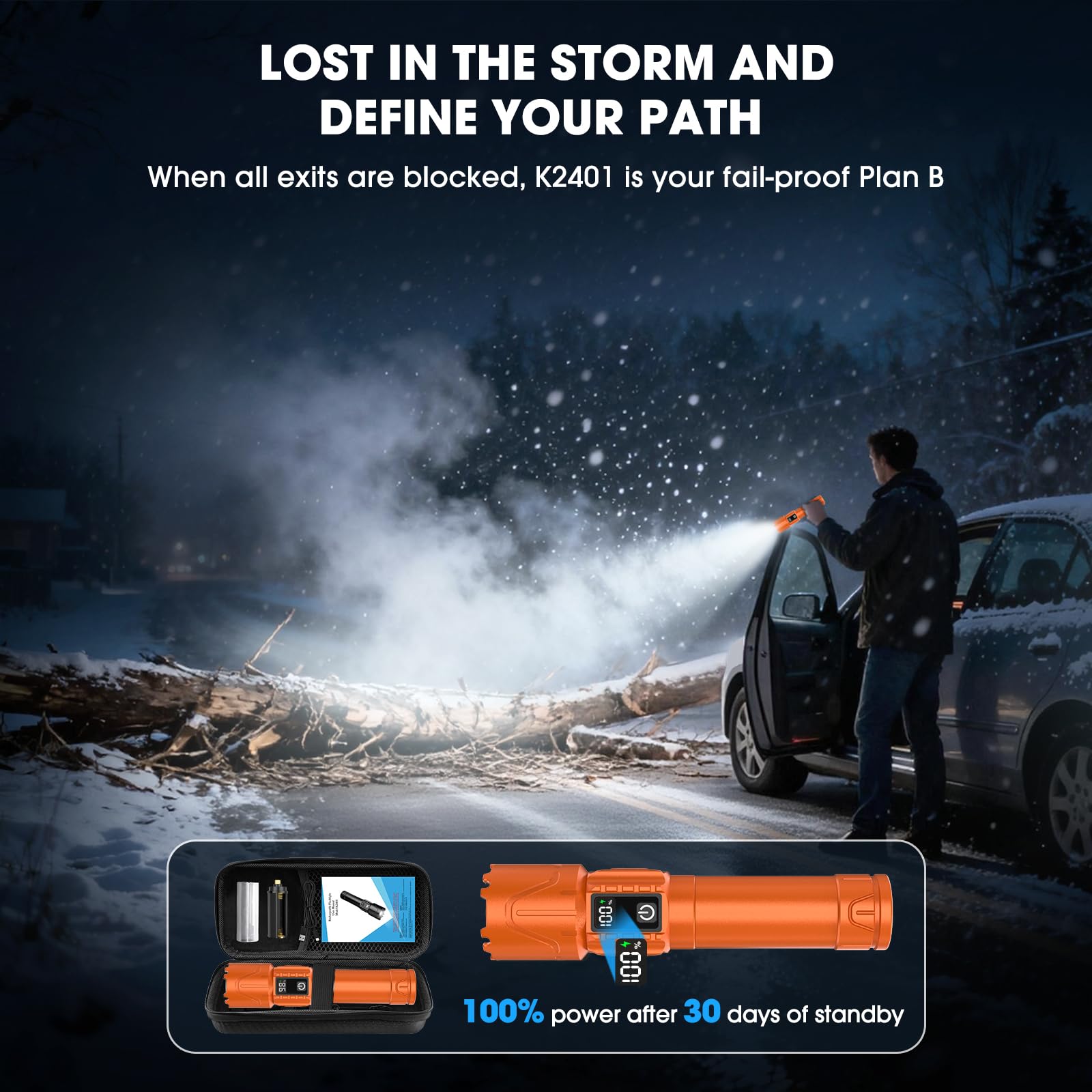 Linternas recargables de alto lúmenes, luz LED táctica súper brillante, potente linterna USB C impermeable para camping, emergencias, hogar, 5 modos, zoom (1, naranja)