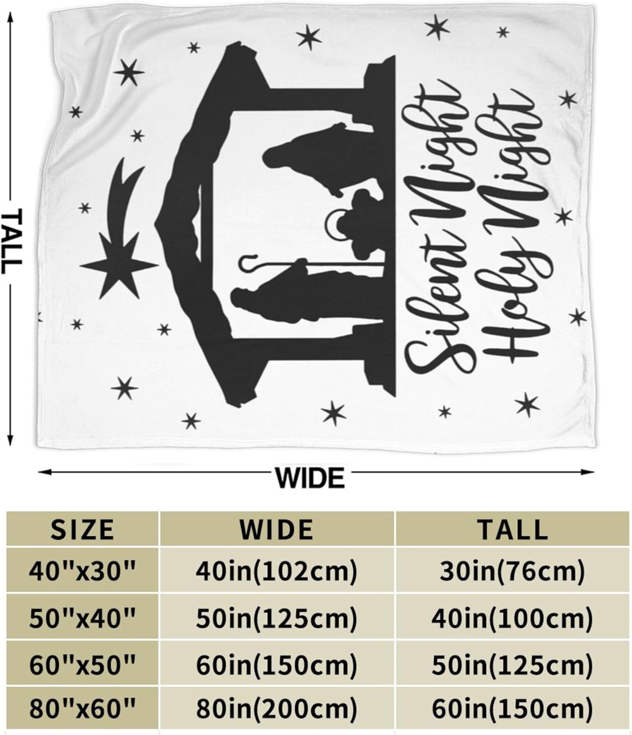 Nativity Scene Silhouette Blanket Super Soft Flannel Blanket Comfy Cozy Throw Blanket Couch Lightweight Blankets for Living Room Bedroom 60"x50"