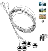 5 Pack Stainless Steel Photo Cable, 2m x 1mm Photo Cable with Eyelets, with 60 Magnets, Rust and Corrosion Resistant for Hanging Photos