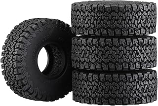 1.0 Inch High Adhesive Crawler Rubber Tires 53mm X 20.5mm with Foam Inserts for Traxxas 1:18 TRX4M Ford Bronco / TRX4M Land Rover Defender/Axial 1:24 SCX24 Deadbolt / SCX24 Jeep Wrangler Upgrades