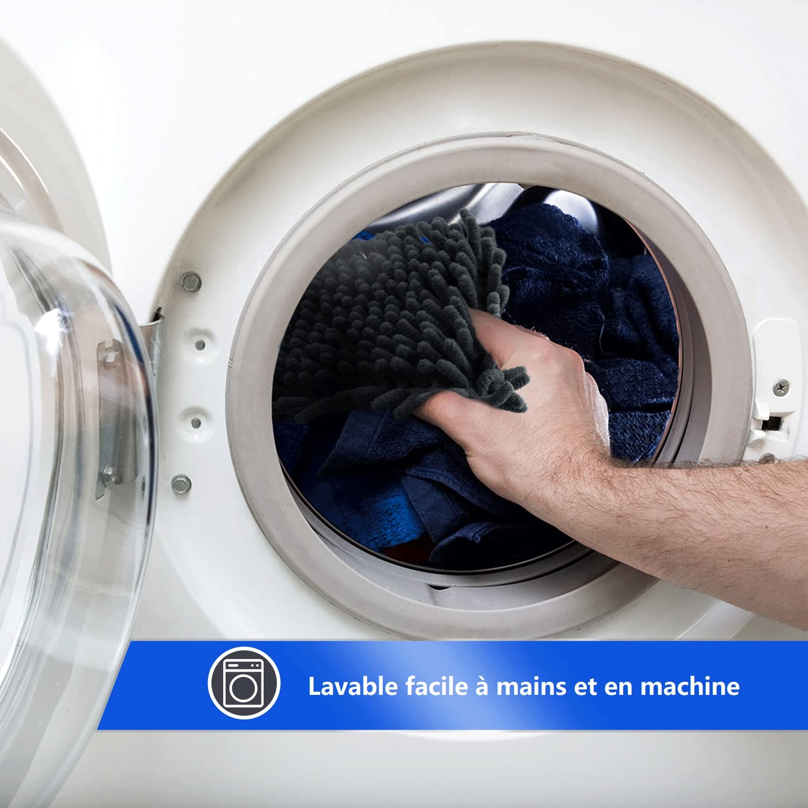 MASTERTOP Fregona Largo de Microfibra Giratoria 360° Mopa Plana de Chenille para Limpieza de Suelo Seco y Húmedo con 4 Cabezales Trapeador Grande con Palo Acero Inoxidable para Hogar y Cocina