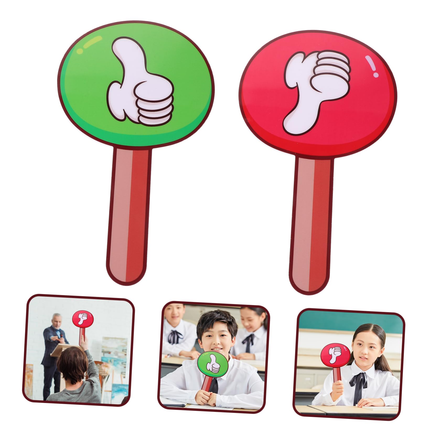 JEWEDECO 2pcs Classroom Judging Board Portable Voting Paddle for Interactive Learning Double-Sided Thumb up Down Signs for Teachers for Competitions and Voting Activities Material