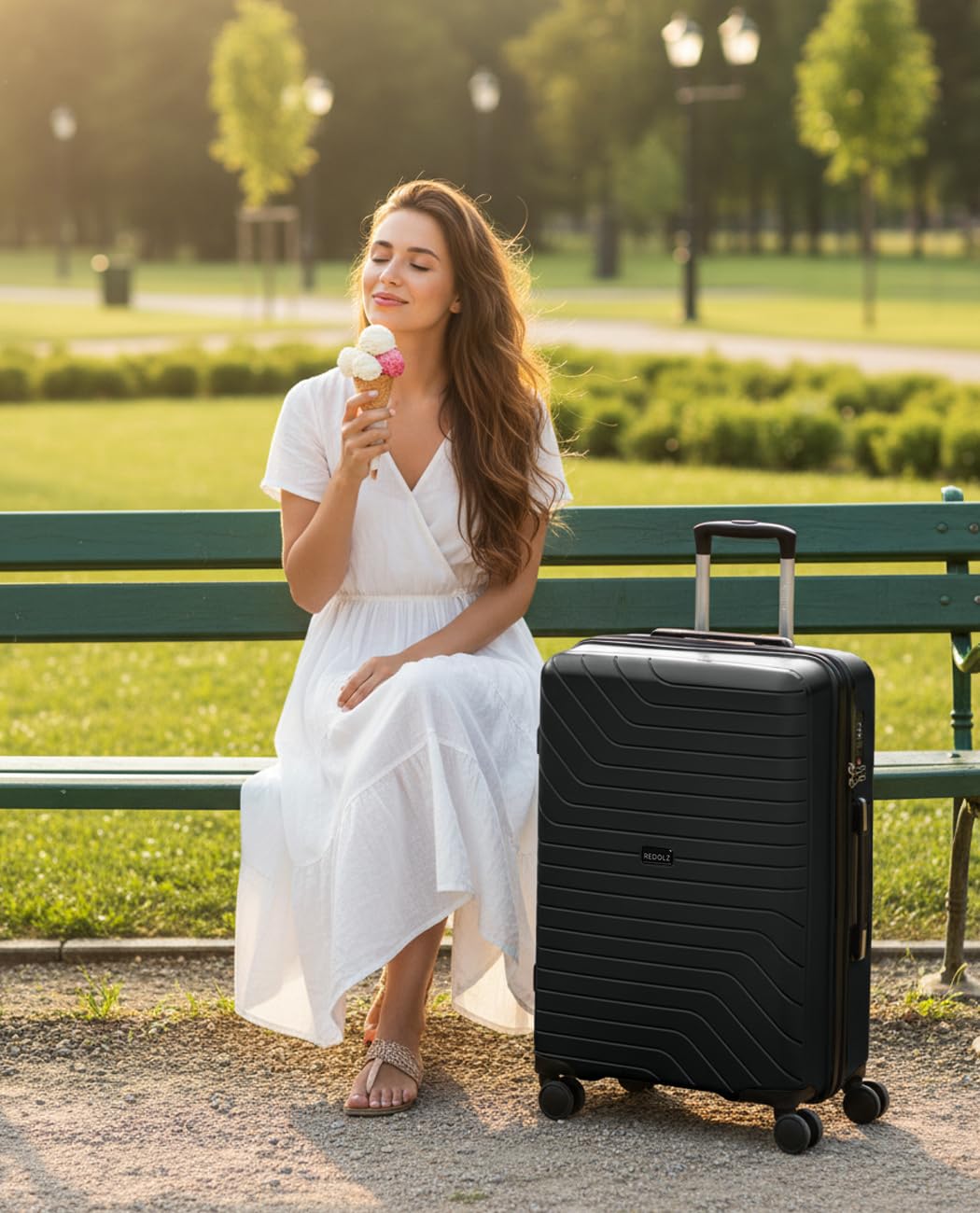 REDOLZ Hartschalen Check-in Koffer | Mittelgroßer M Trolley 44 x 26 x 67 cm aus hochwertigem, leichtem Polypropylen Material | 4 Doppelrollen & TSA-Schloss für Damen & Herren (Essentials 05)