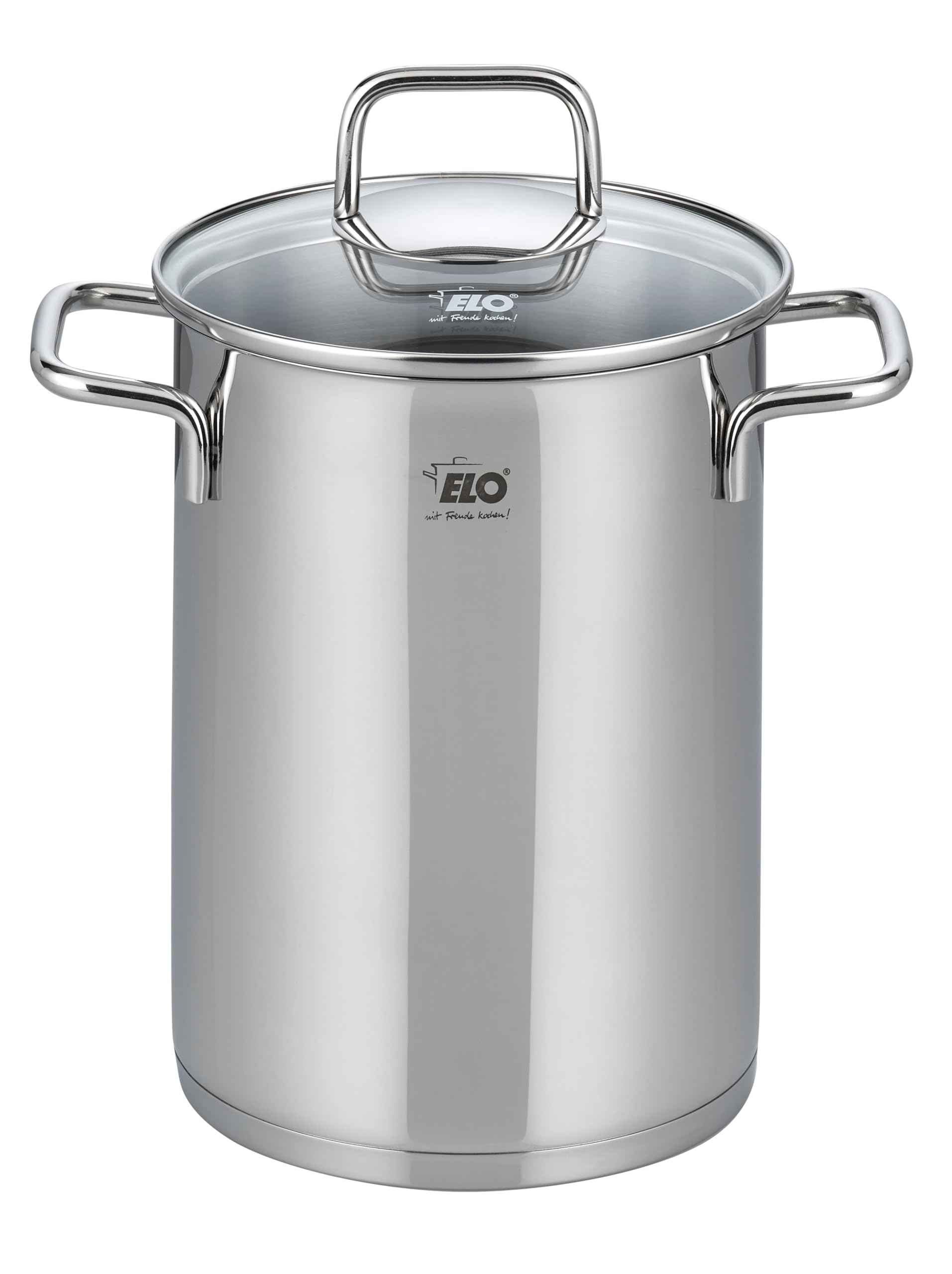 ELO Spargeltopf 72616 Citrin 16 cm - silberfarben - Volumenskala - verkapselter Hartlötboden - Bügelgriff mit Fingerschutzplatte - spülmaschinengeeignet, Silber | Öl-Dosiersystem, backofenfest, spülmaschinengeeignet, Volumenskala, mit Sieb-Einsatz