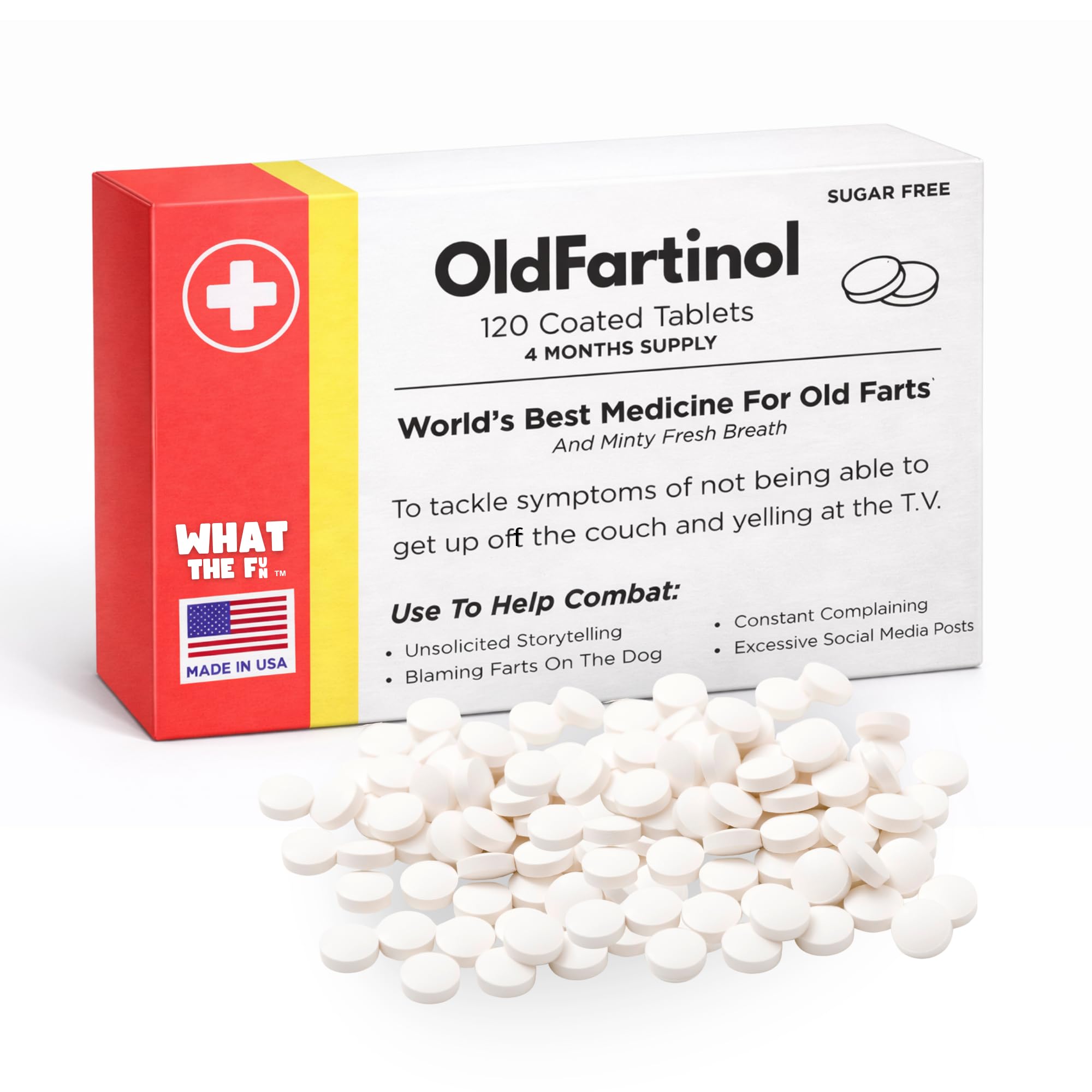 What The Fun Funny Birthday Gag Gifts 30th 40th 50th 60th 70th for Him or Her (120 Sugar Free Mints Made in USA) Old Fart Father's Day Present, Office
