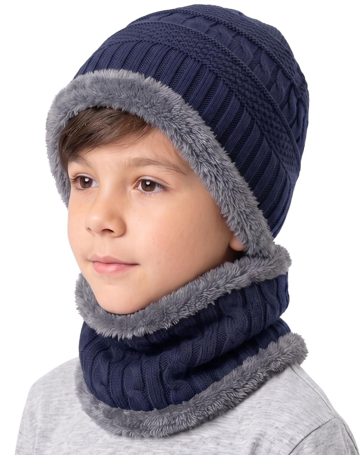 Woolen Winter Cap with Neck Scarf for Boys and Girls/Kids Winter Cap (Age 5-14 Years)-picture-21