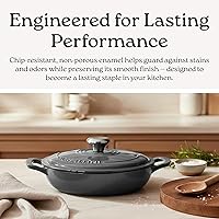 Vista 7 de Cacerola esmaltada de hierro fundido Signature de ROSSALLINI, olla de servir antiadherente con tapa de ajuste hermético para asado, horneado