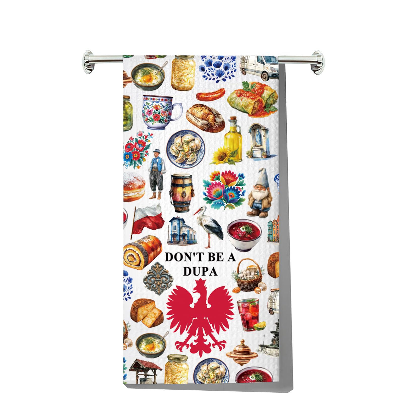 MYSOMY Polish Dish Towels Poland Souvenirs Gifts Don't Be a Dupa Polska Towels Polish Mom Gift Poland Chef Kitchen Merch (ManyDUPA kt2)