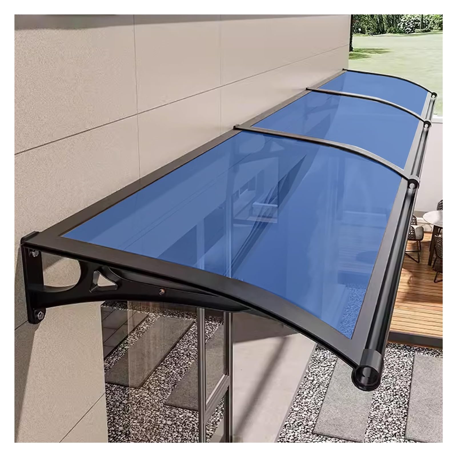 LWJSOCP Outdoor Door Canopy Awning Waterproof Sunshade for Balcony Entrance Window Blue 80x100cm (31.5x39.37in) Ideal for Patio Veranda and Terrace Protection