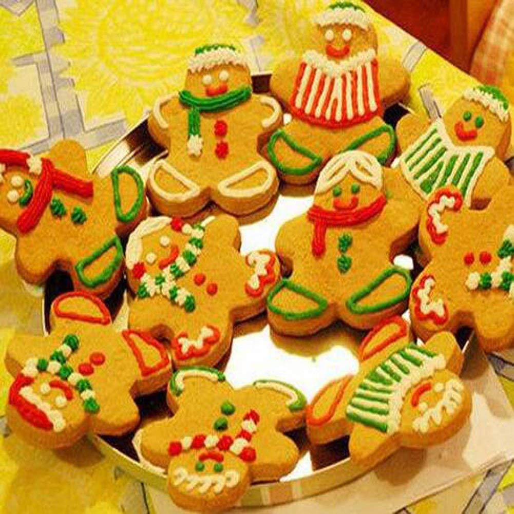 Juego de 6 cortadores de galletas con forma de hombre de jengibre y mujer de jengibre, de acero inoxidable, para niños y niñas, moldes para hornear