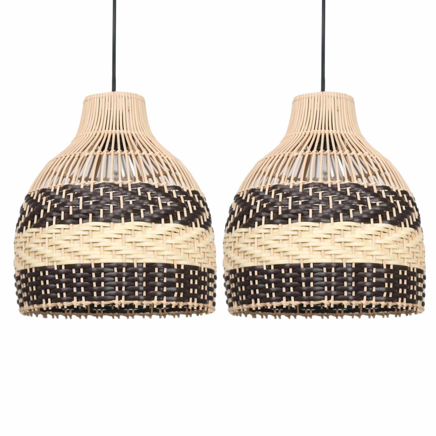 First Choice Lighting Set Of 2 Tanya Natural Rattan Mix Pendant Lightshades from B&Q