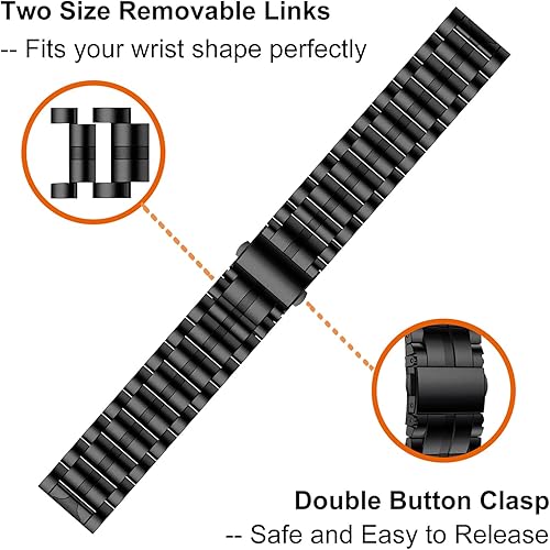 Miniatura 2 de YEEJOK Vivoactive - Correa de metal 4S, Venu 3S2S, compatible con correas de reloj Fossil de 0.709 in, correa de acero inoxidable esmaltado