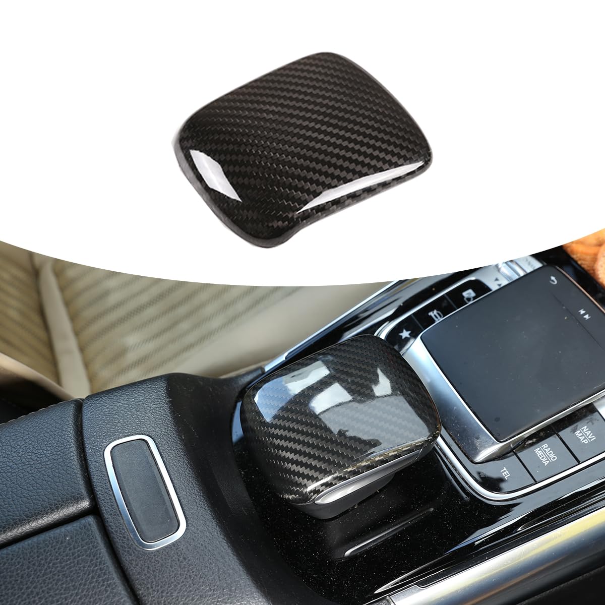 RURZTDAKM Car Center Console Shift Armrest Head Trim Protector Cover,Fit for 2020-2021 Mercedes-Benz B-Class/GLB/GLA Real Carbon Fiber Auto Interior