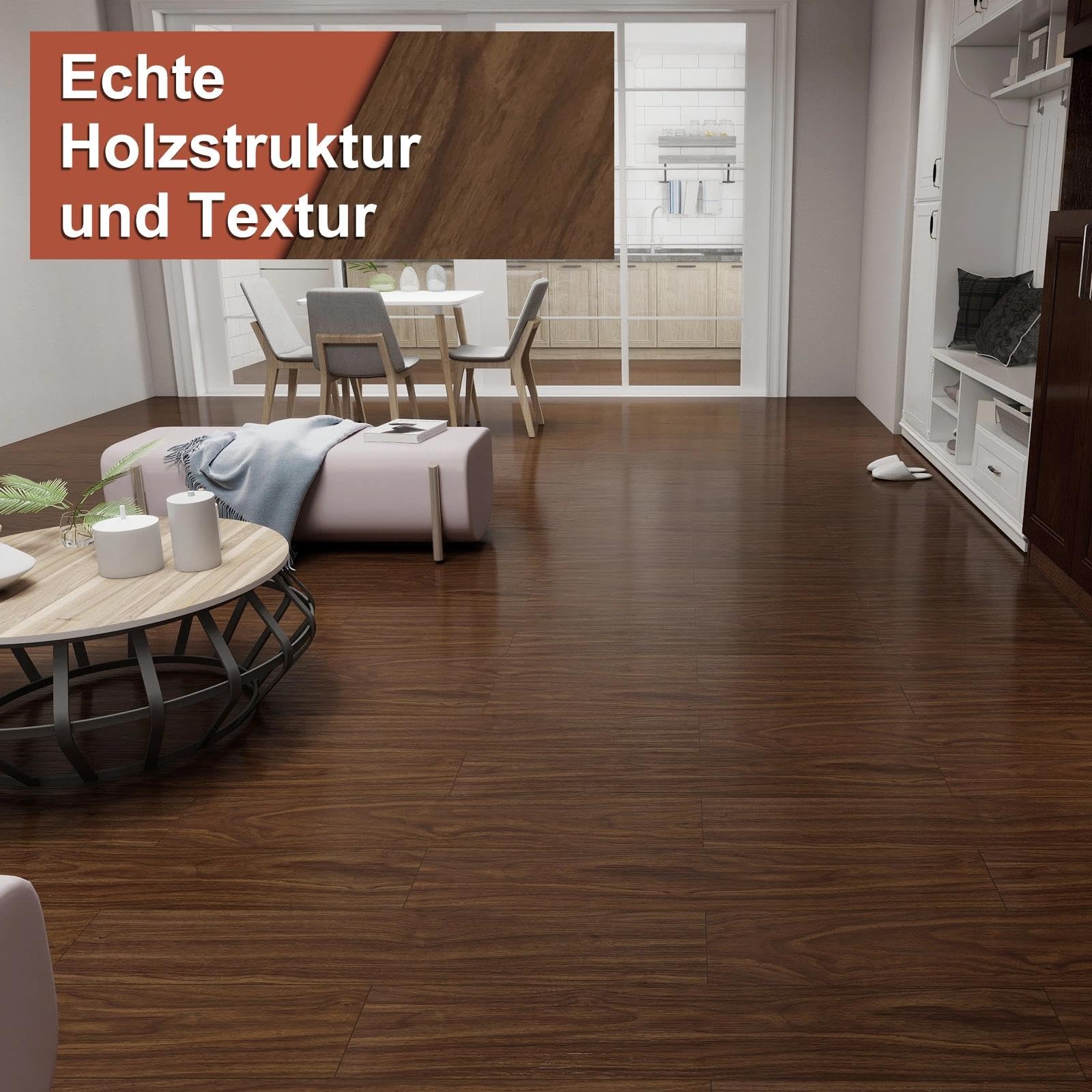 36 piastrelle per pavimenti in vinile color noce chiaro, autoadesive, rimuovere e incollare, 5,02 m², per soggiorno, bagno, cucina, camera da letto