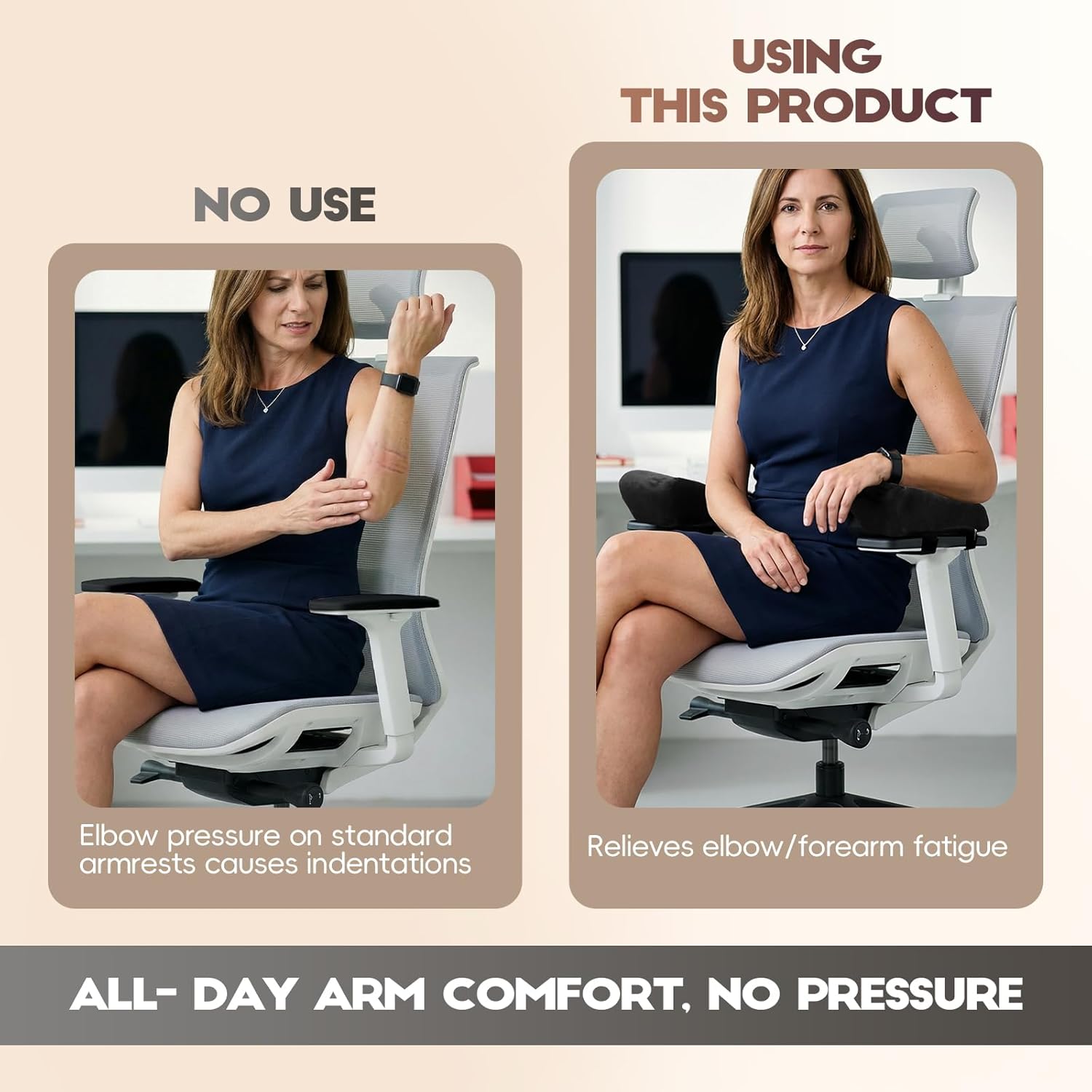 Office Chair Arm Pads, Ergonomic Memory Foam Wheelchair Cover, Arm Rest Pillow for Desk, Computer, Gaming and Elbows
