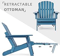 Vista 6 de Juego de 2 sillas Adirondack plegables de madera de gran tamaño para exteriores con otomana retráctil, respaldo y tabla de asiento premontados