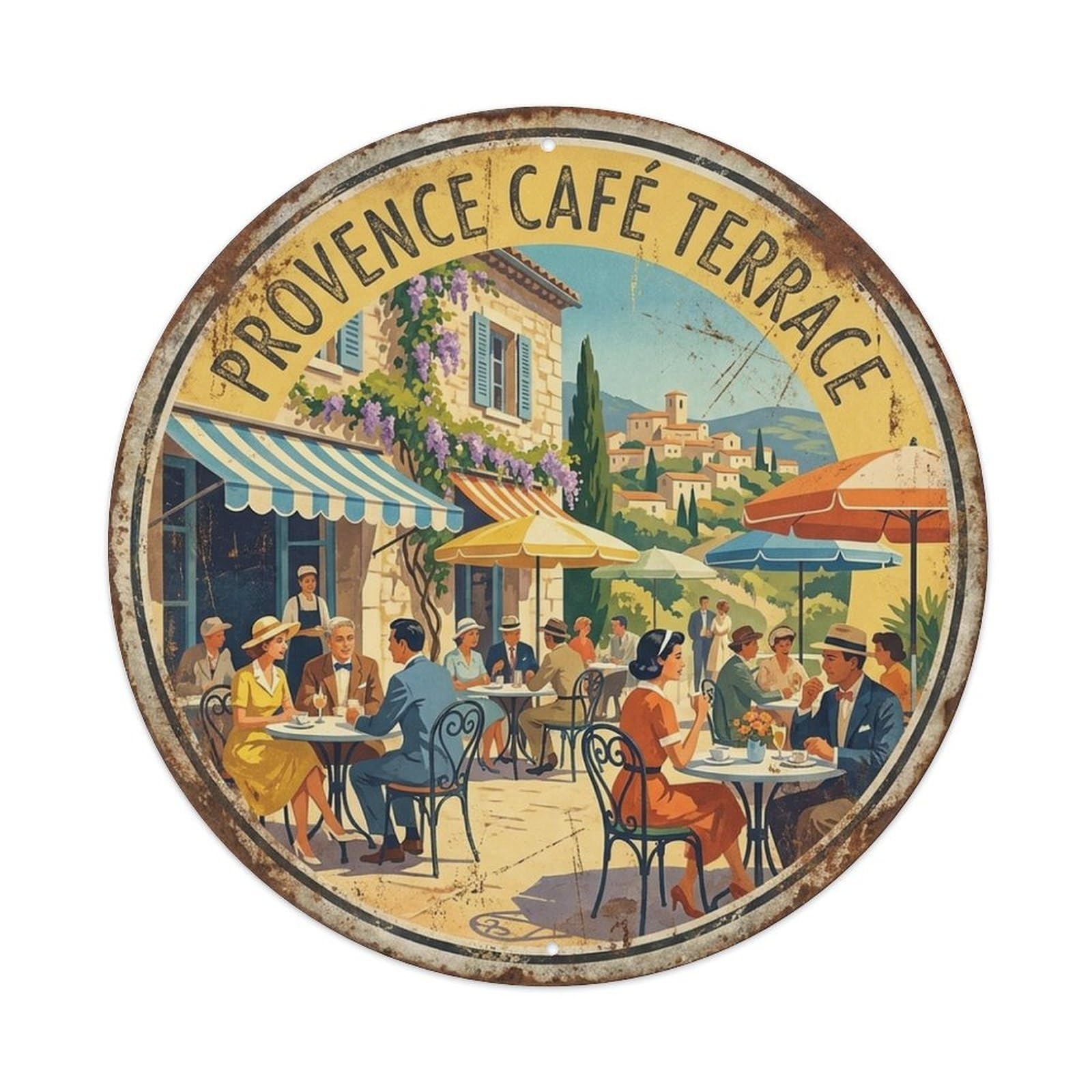Food Market Travel Cafe Terrace Provence France Metal Tin Sign