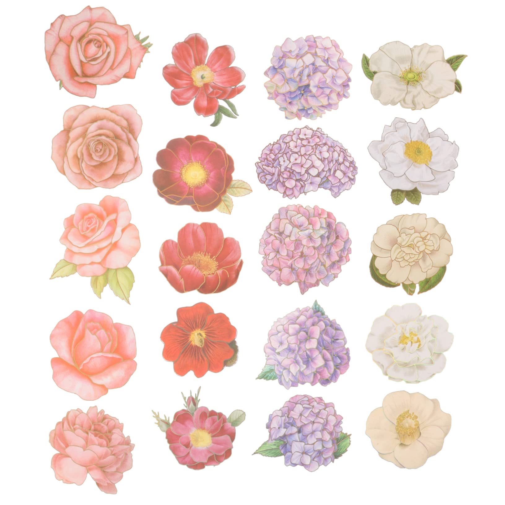 Angoily 5 Set Adesivi Floreali Etichetta Scrapbooking Diario Floreale Fiori Estetico Adulto Journaling Simpatici Adesivi Decalcomanie Per Album Adesivi Decorativi Plastica 40 Fogli*5