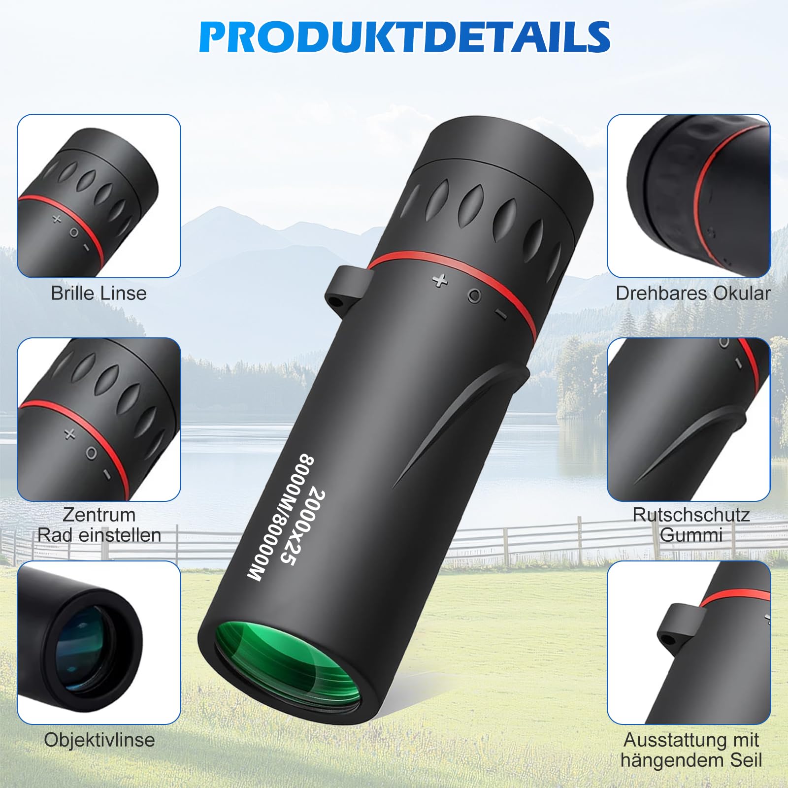 Jumelles compactes monoculaires 10 à 20 x, 9 x 3 cm, avec prisme BAK4 et FMC, support pour smartphone et trépied, télescope étanche pour adultes, idéal pour la randonnée, l'alpinisme, les concerts