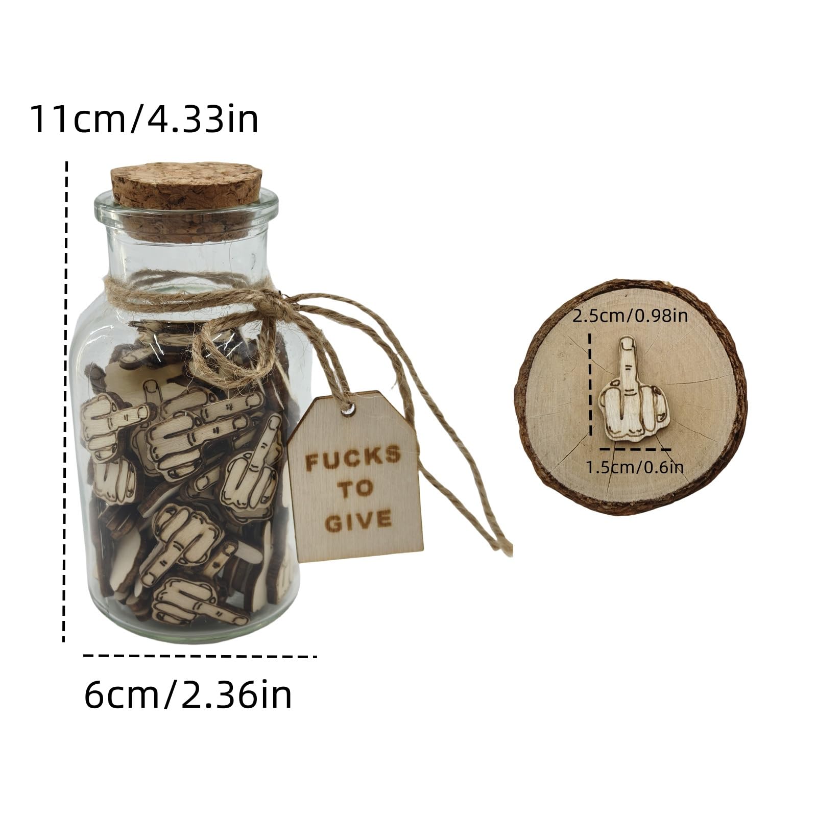 Jar of Middle Fingers, Fucks to Give Funny Gift, Bad Mood Vent Spoof, 100PCS Middle Finger, for Birthday Day, Holiday Present to Friend,Funny Gift,Valentines Day,Anniversaries