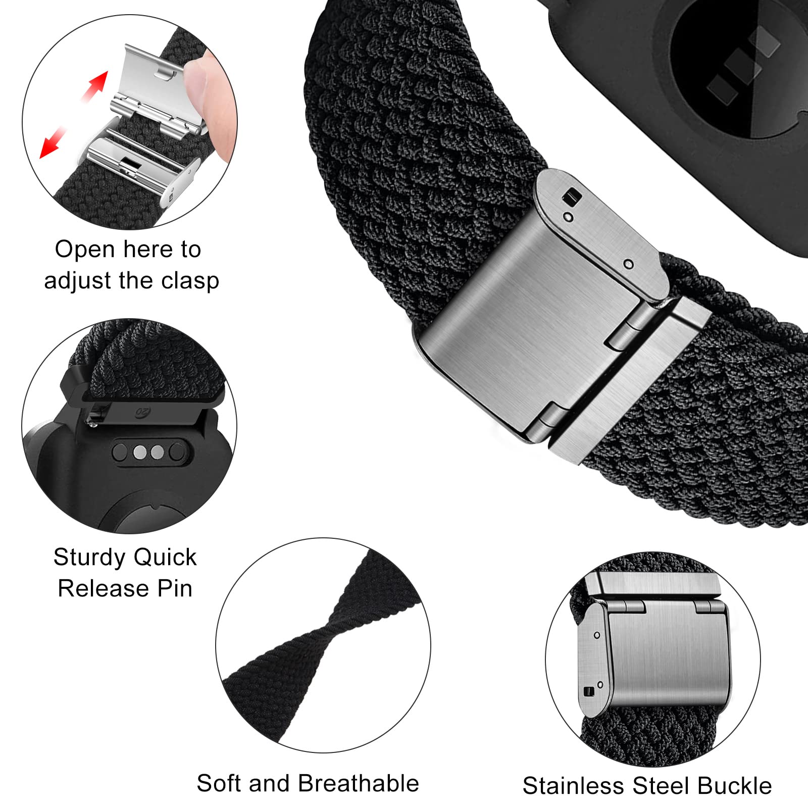 Cinturino per Amazfit Active, 20mm Sport Nylon Ricambio Elastica Cinturini per Amazfit GTS, GTS 4 Mini, GTS 4, GTS 3, GTS 2, GTS 2 Mini, GTR Mini, Amazfit Bip, Bip U, Bip U Pro, Bip 3, Bip 3 Pro