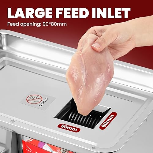 Miniatura 3 de NEWTRY Máquina cortadora de carne comercial con 2 cuchillas, 550 lbs/H, máquina cortadora de carne QX para restaurante Díganos los tamaños de