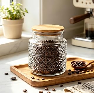 38 FL OZ Vintage Glass Storage Jars with Airtight Bamboo Lid Round