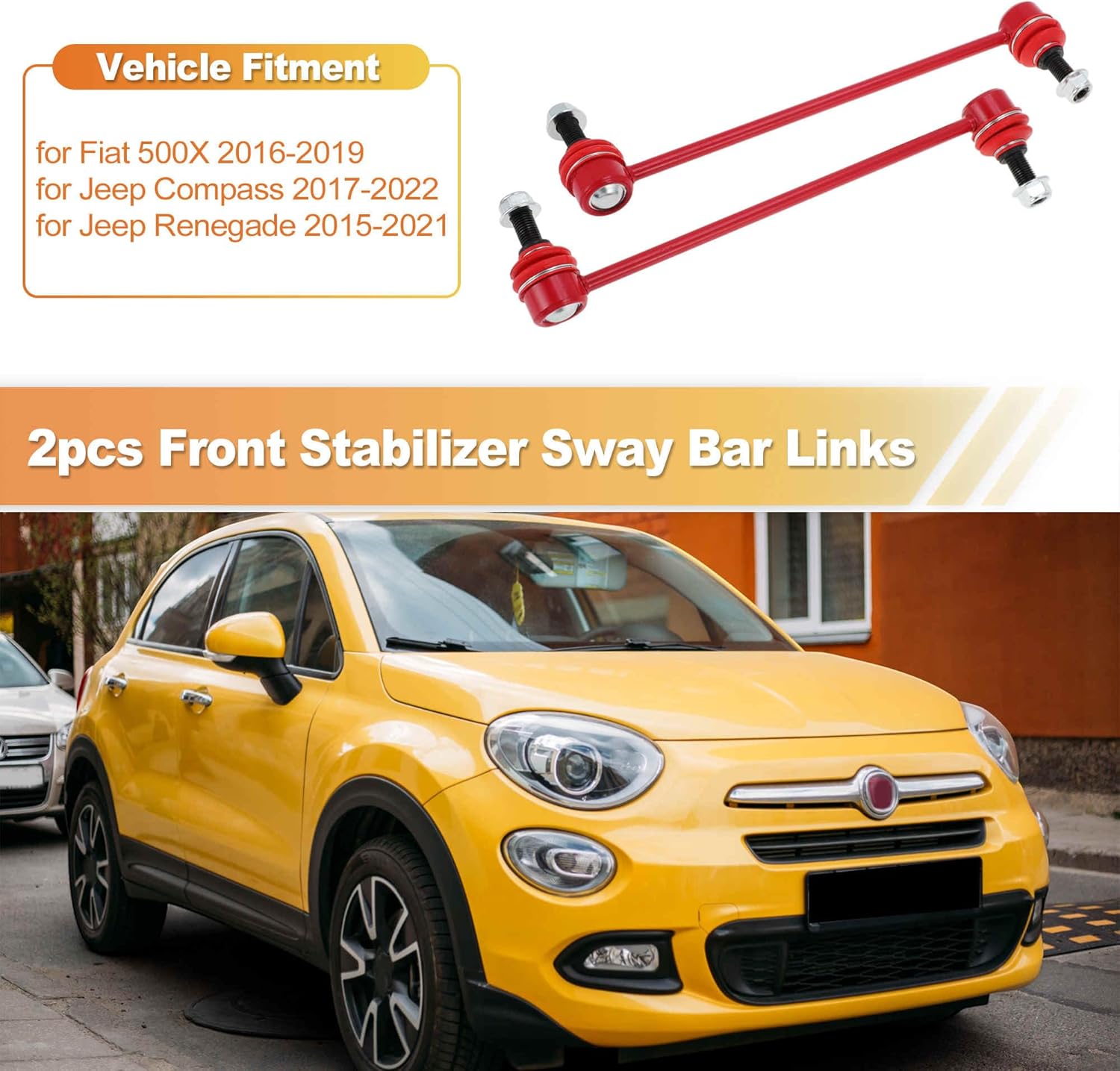 No.K750795 2pcs Front Sway Bar Links Stabilizer Link Kit for Jeep Compass Renegade 2015-2021 for Fiat 500X 2016-2019 Suspension Kit