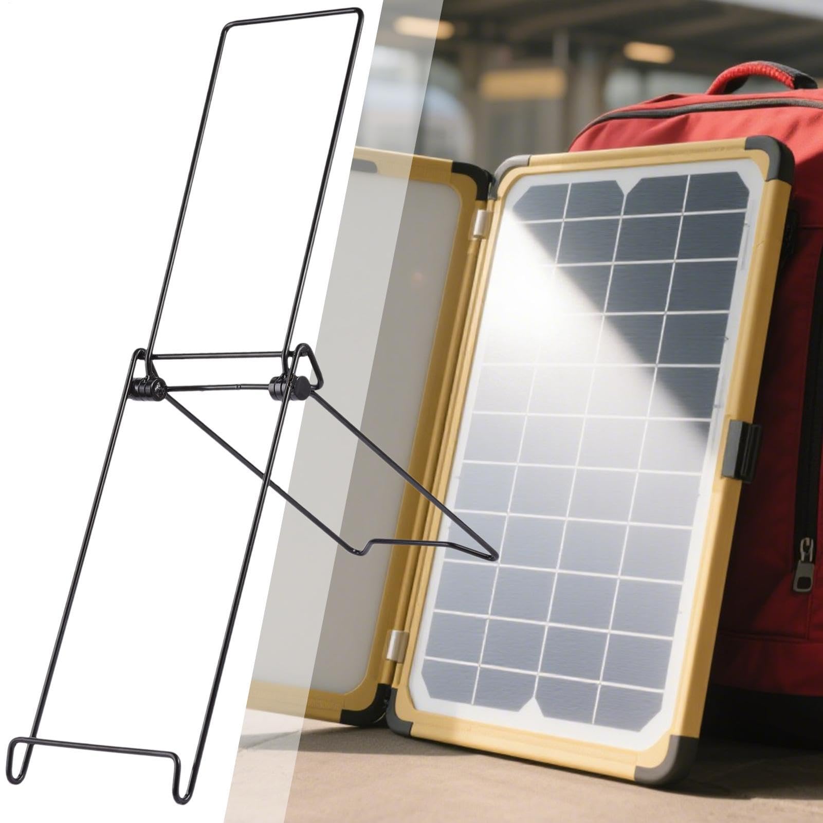 Soporte Para Panel Solar Rack Metálico De Montaje Rápido | Base Plegable Para Panel Solar De 2 Piezas Para Exterior Jardín Patio Terraza Balcón Tejado Camping Picnic
