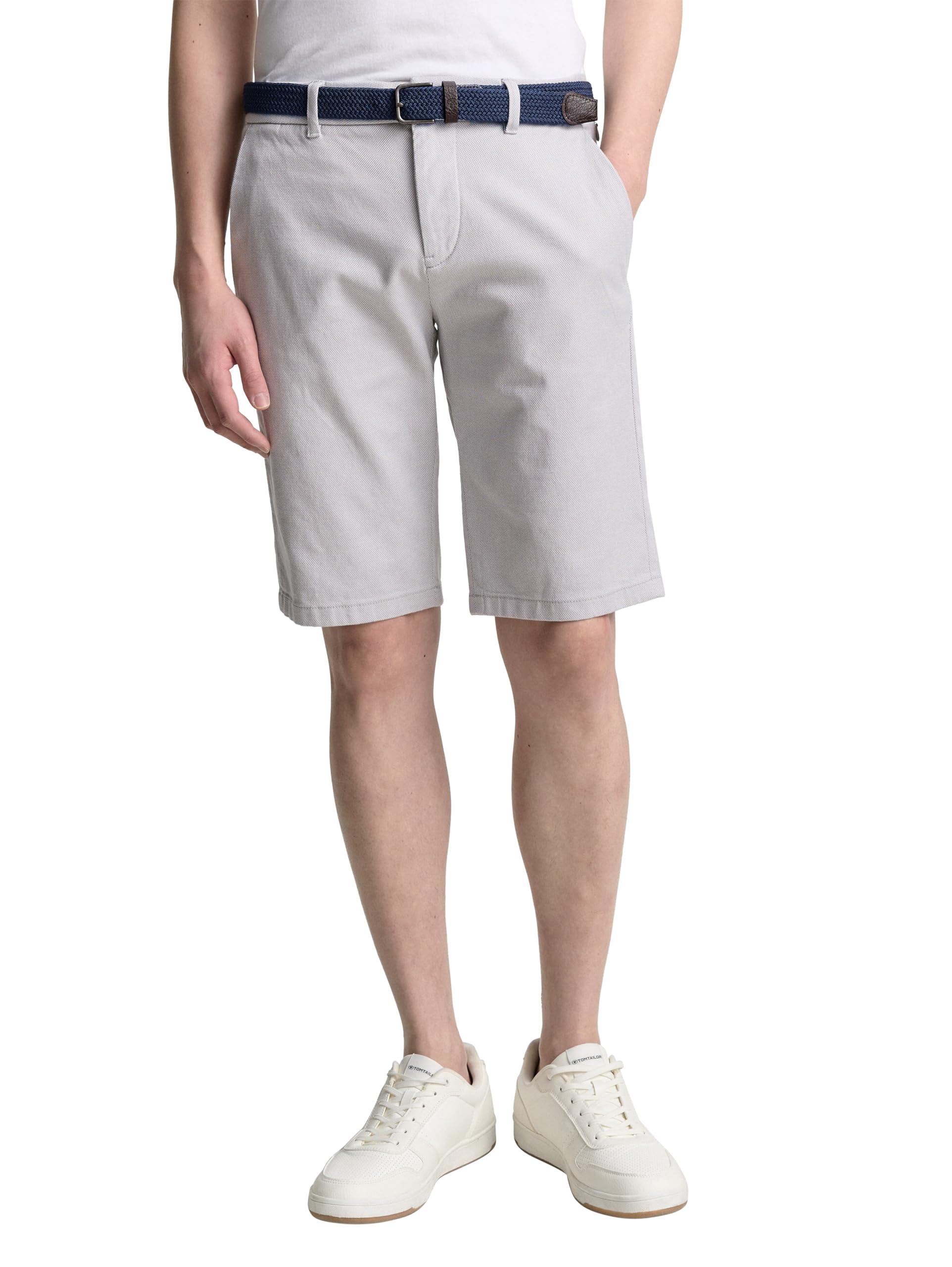 Tom Tailor Herren Stretch Slim Chino Shorts mit Gürtel