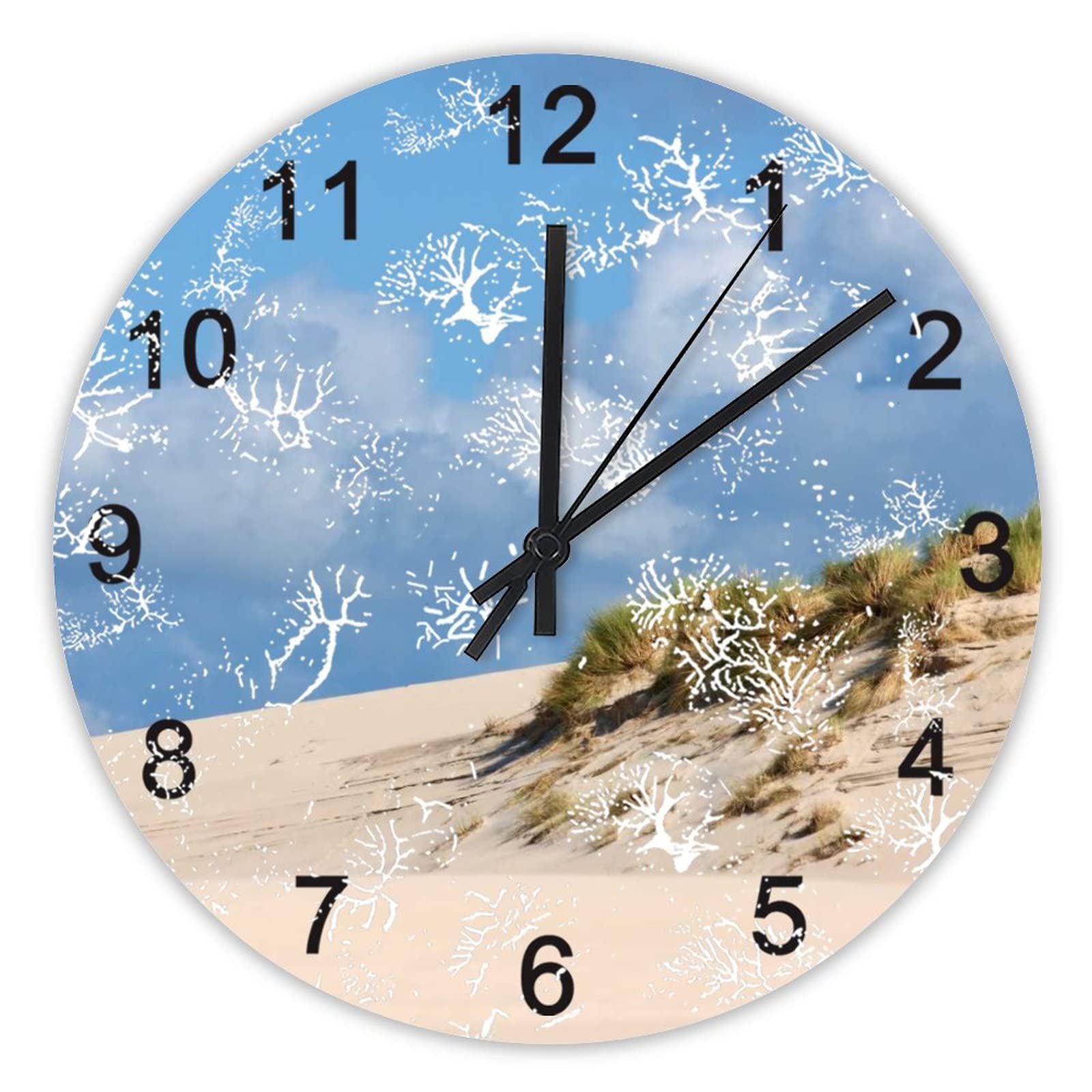 Horloge de cuisine silencieuse motif sable pour décoration intérieure