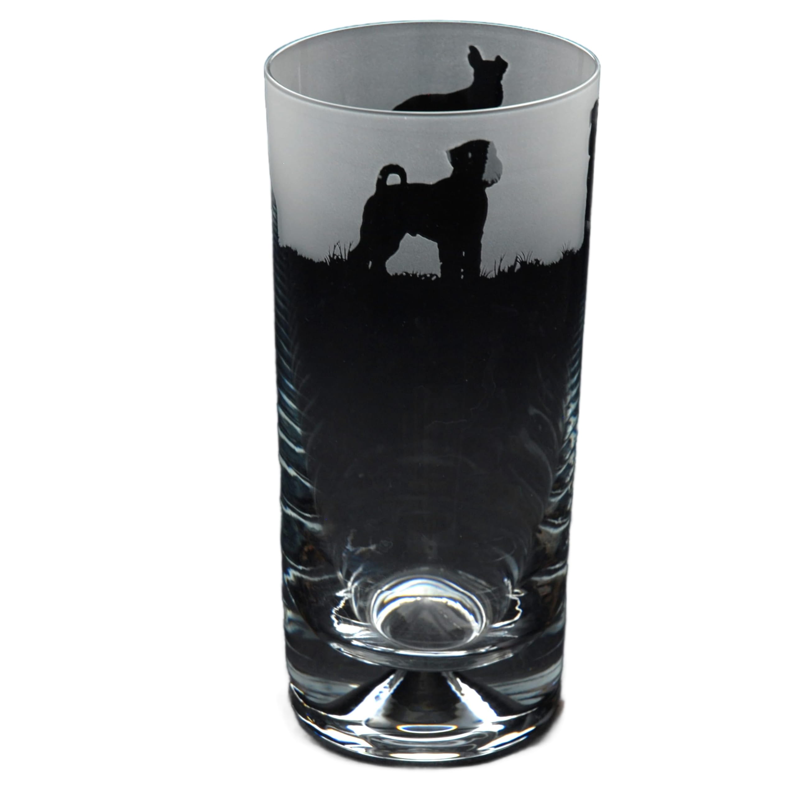 GLYPTIC Glass Art Schnauzer Dog Frieze Hand Etched/Engraved Highball Glass