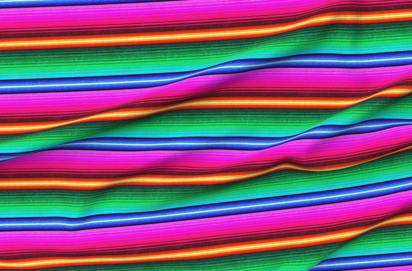 Spoonflower Fabric - Mexican Southwest Stripe Medium Scale Bright Stripes Rainbow Printed on Petal Signature Cotton Fabric Fat Quarter - Sewing Quilting Apparel Crafts Decor