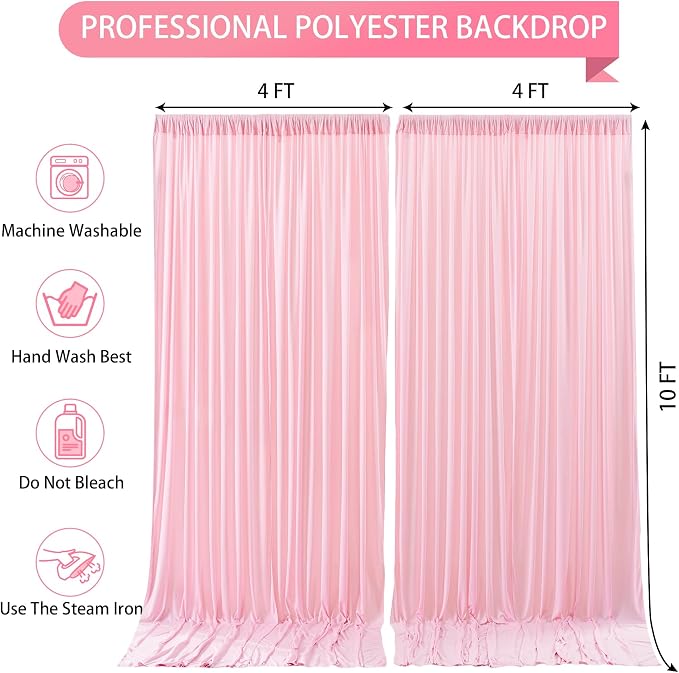Cortinas de fondo rosa, poliéster, 8 x 10 pies, para fotografía y eventos miniatura 5