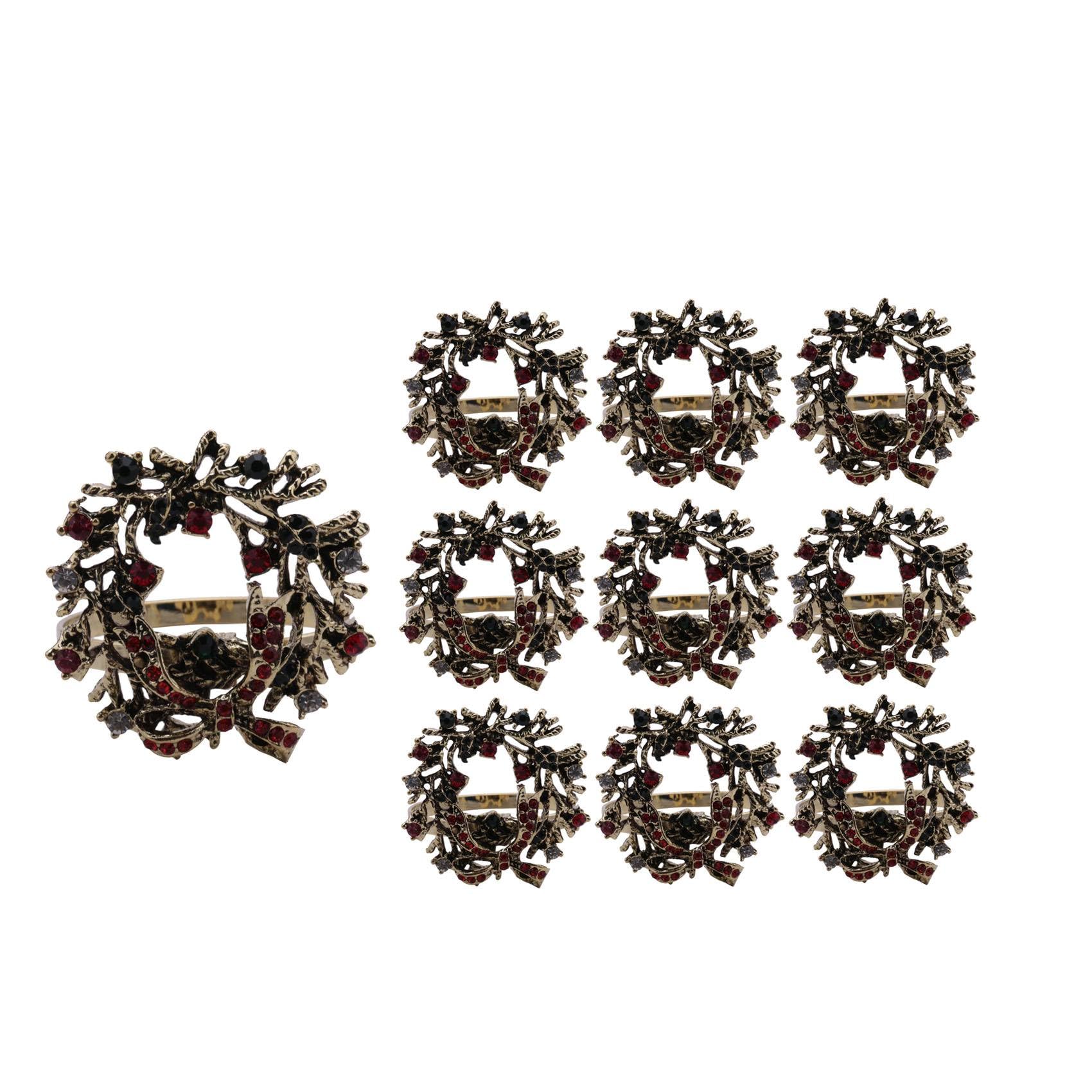 Hndhbfgrt 60Pcs Christmas Wreath Napkin Rings Metal Napkin Buckle Napkin Holder Napkin Circle Hotel Dinner Table Decoration