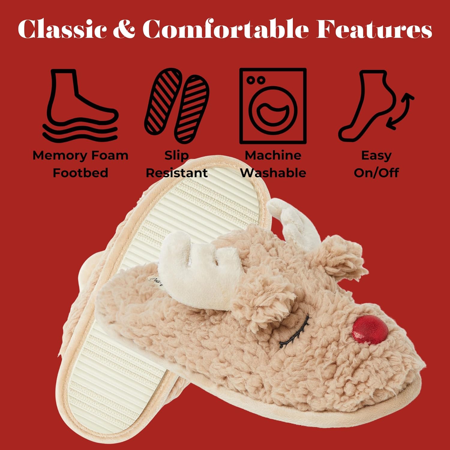 Dearfoams Matching Family Holiday Christmas Reindeer & Turkey Scuff - Image 5