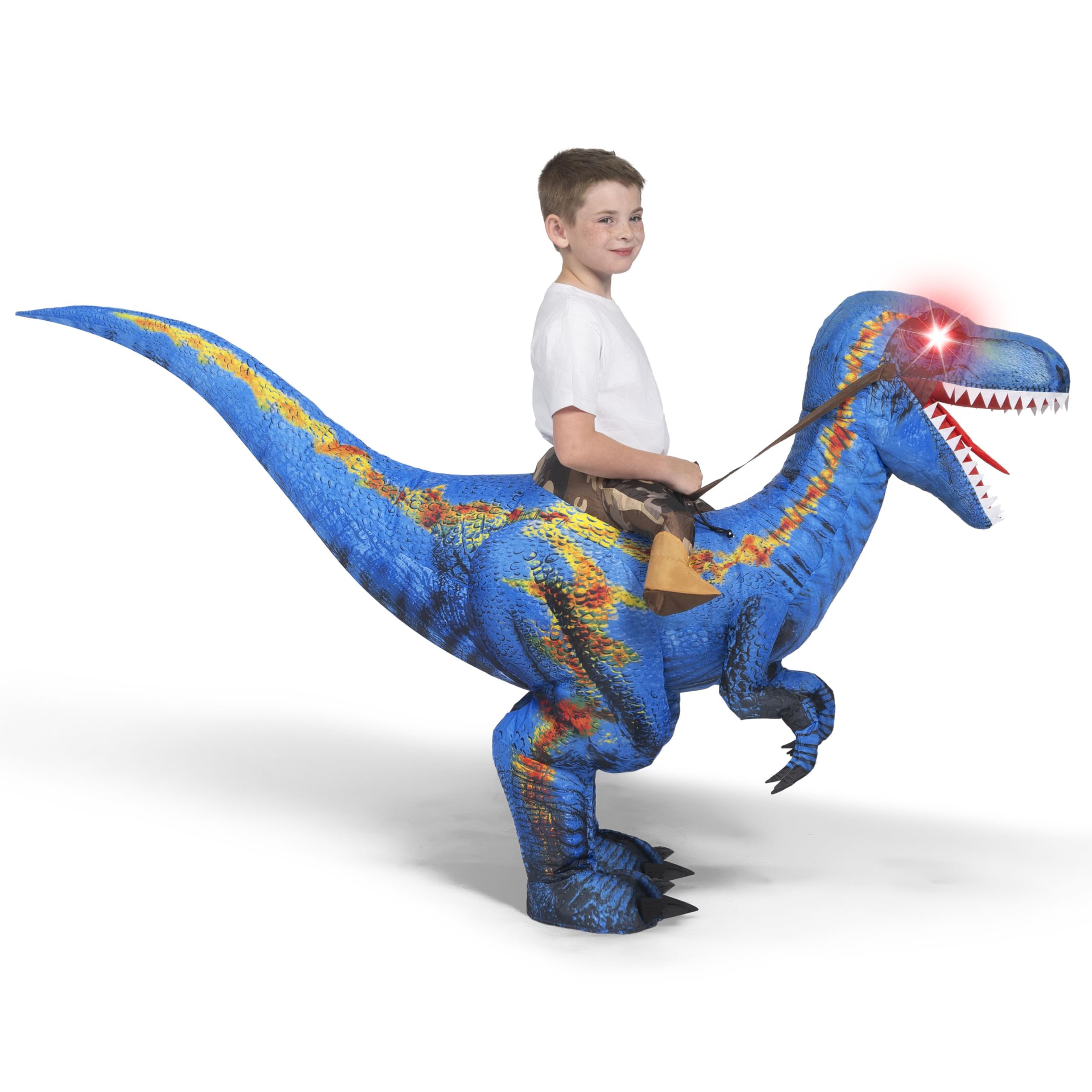 Spooktacular Creations Costume Gonfiabile T-Rex per Bambini, Divertenti Costumi Gonfiabili, Costumi da Dinosauro Cavalcabile Stampati Digitali per Feste in Costume di Halloween