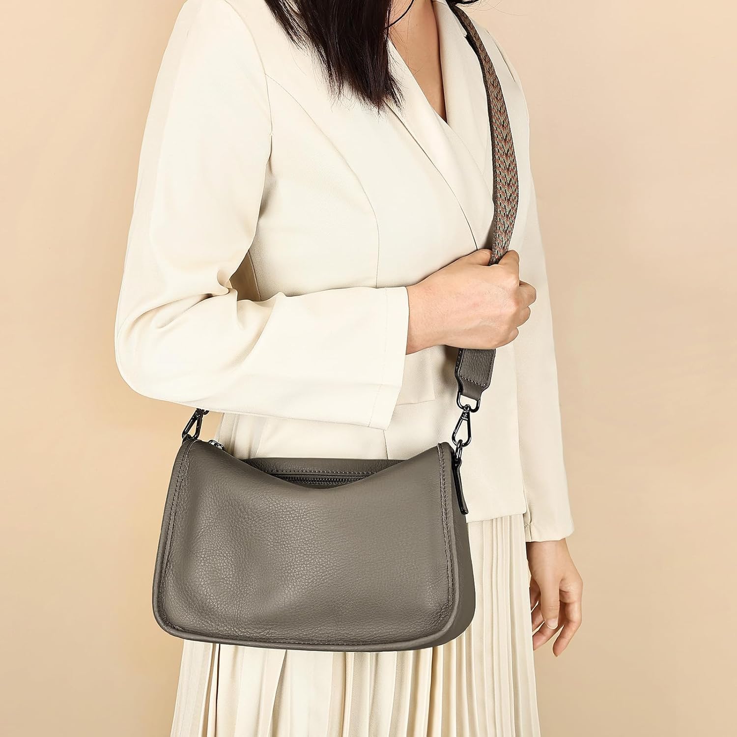 Genuine Leather Crossbody Bag Womens Lightweight Shoulder Purse ladies Small Hobo Handbag - Image 5