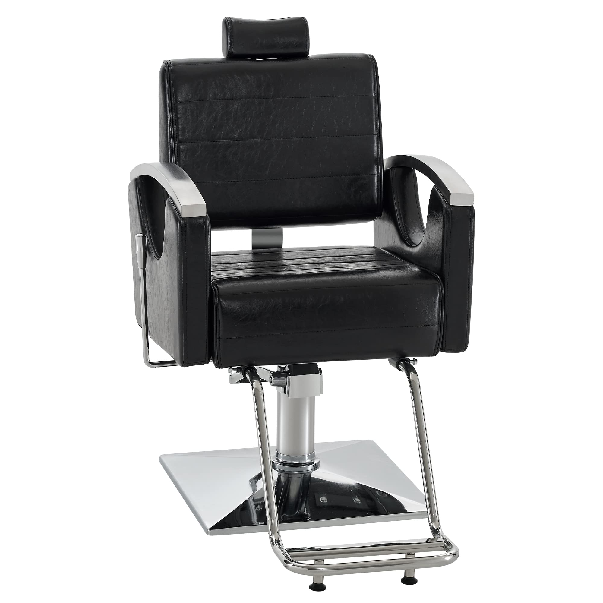 BarberPub Barber Chair for Barbershop,Reclining Salon Chair for Hair Stylist 9180 (Black)