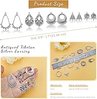Vista 2 de JIALEEY Antiqued Tibetan Silver Earring Chandelier Earring Jewelry Making Kit for Earring Drop and Charm Pendant Assorted Pack (30Pair 60Pcs)