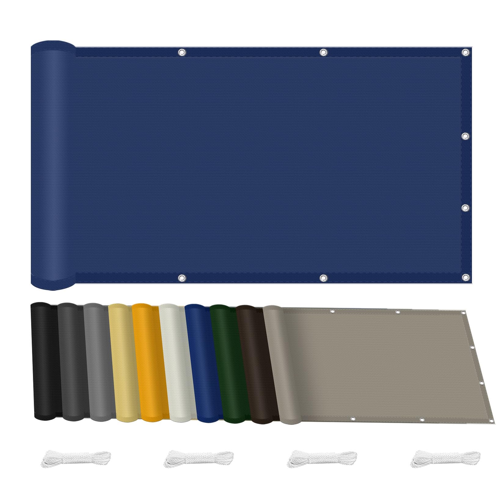 Voile d'ombrage 290 x 380 cm imperméable bleu foncé avec oeillets pour terrasse