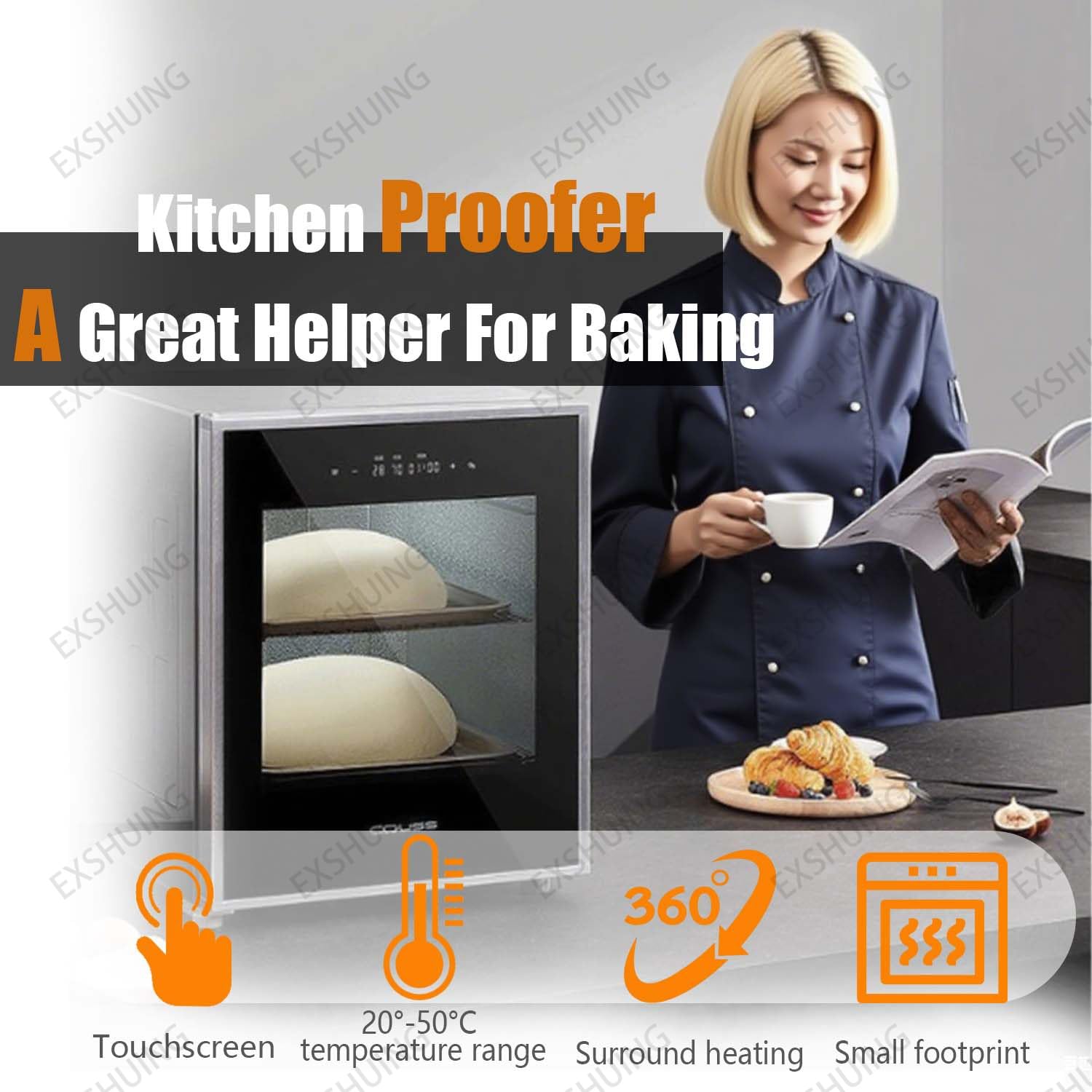 Camera di Lievitazione Elettrica 40L con Controllo Digitale, Acciaio Inossidabile di Alta Qualità, Ideale per Pasticceria, Pizza e Pane Fresco