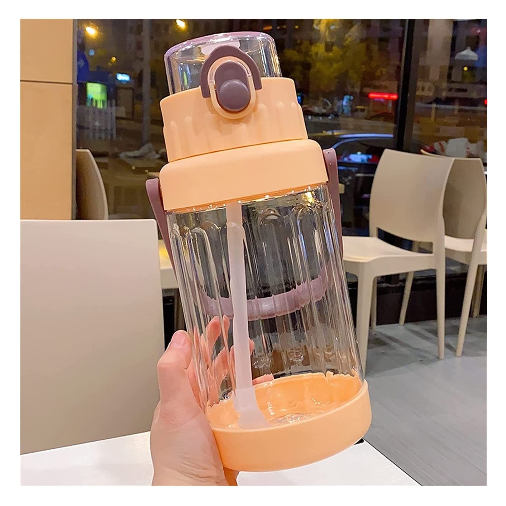 Trinkflasche Wasserflasche 1500/2000 Ml Süße Bären-Wasserflasche Mit Strohhalm, Tragbarer Kunststoffgriff, Große Fahrrad-Trinkflaschen Trinkflasche Fitness(Pink,1500ml)